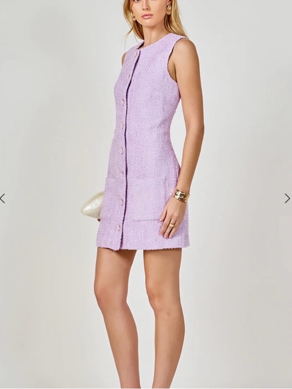 Endless Rose Lilac Tweed Sleeveless Mini Dress